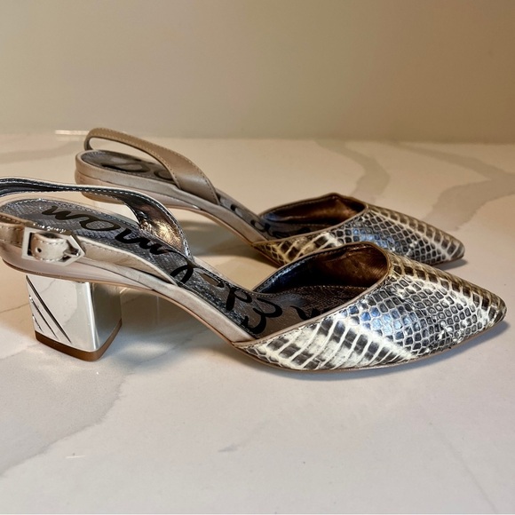 Sam Edelman Carole Slingback Heels Gray & Cream Python with Pointed Toe
Size 6.5 - Picture 7 of 15